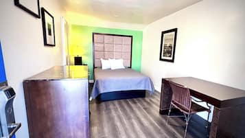 In-room safe, desk, laptop workspace, blackout curtains