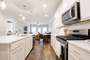 Fridge, microwave, oven, dishwasher