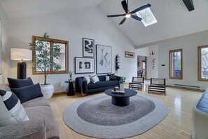 TV, fireplace, offices