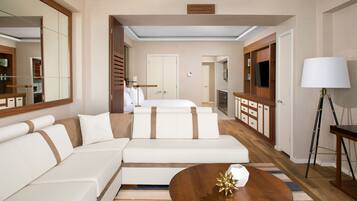 Luxury Apartment, 1 King Bed with Sofa bed, Pool View | Living area | 24-inch flat-screen TV with digital channels