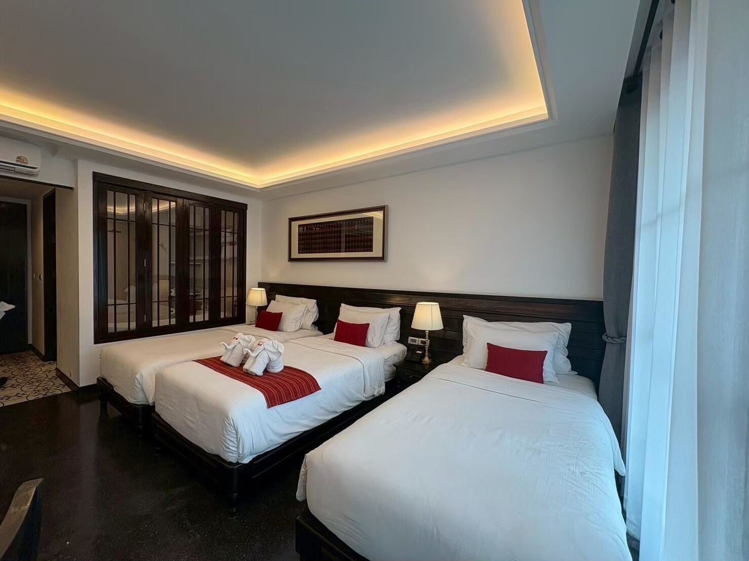 Deluxe Triple Room, Balcony, Pool View | In-room safe, desk, blackout drapes, free WiFi