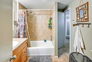 Hair dryer, towels