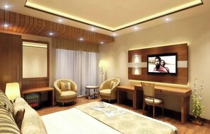 Kamar Deluks, pemandangan kota | Ruang kerja ramah laptop, setrika/meja setrika, dan Wi-Fi gratis