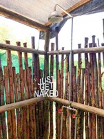 Cabin, 1 Bedroom, Private Bathroom, Mountain View | Bathroom | Combined shower/tub, slippers, towels, soap