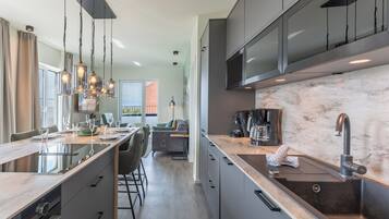 Kühlschrank, Mikrowelle, Ofen, Herdplatte