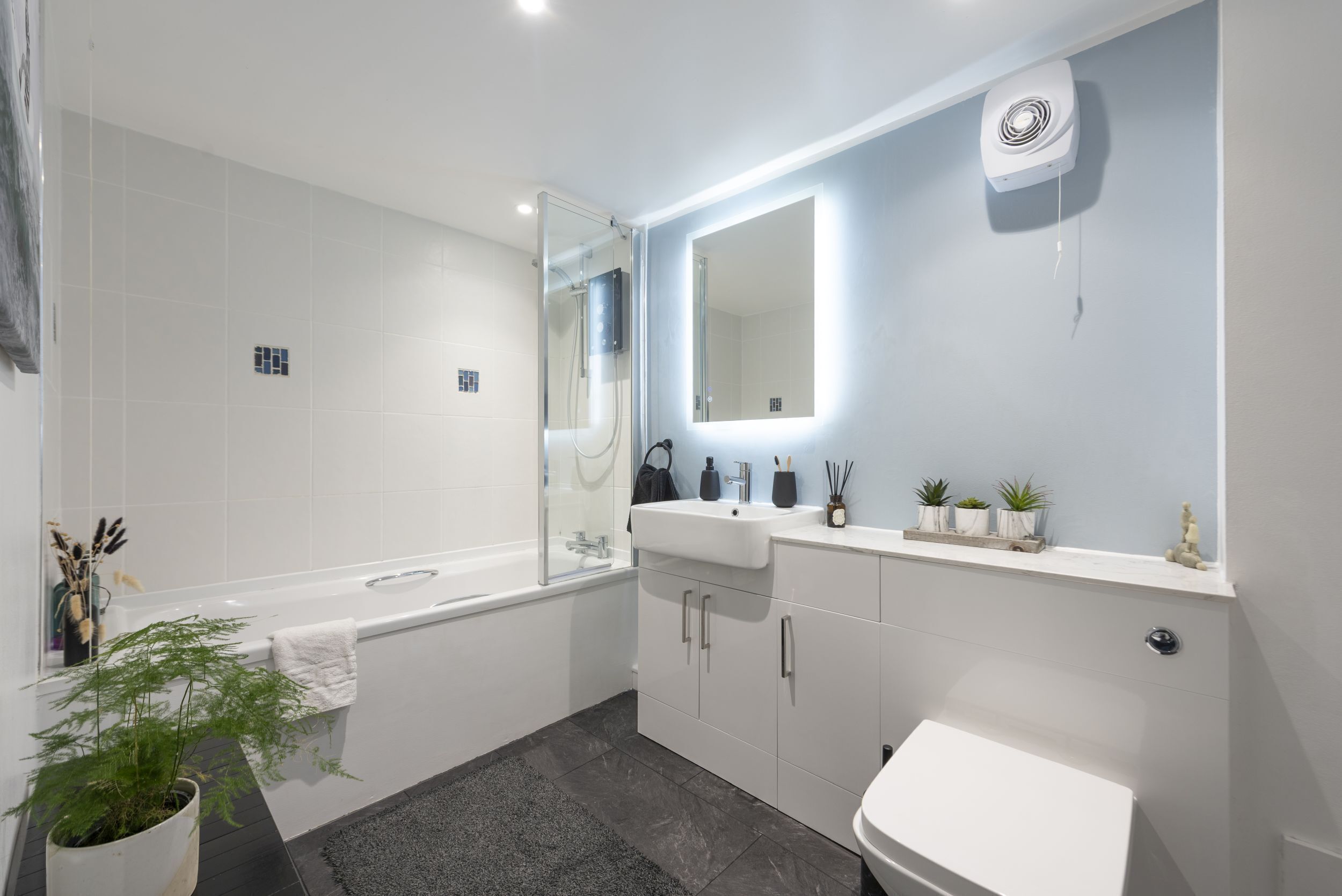 Hair dryer, towels