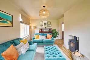 Living area - Beach House, Overstrand - charming chalet bungalow just steps from the beach (Overstrand)