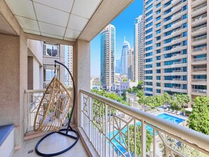 Leilighet – premium, 1 soverom, bassengutsikt | Balkong