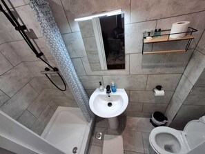 Appartement | Salle de bain | Douche, articles de toilette gratuits, sèche-cheveux
