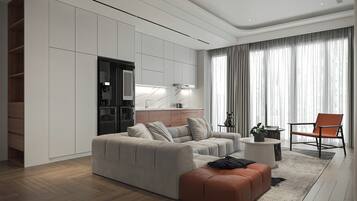 Lägenhet Superior - 3 sovrum - balkong - utsikt mot staden | Allergitestade sängkläder, minibar och individuell inredning