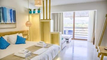 Junior Suite, Balcony, Pool View | In-room safe, desk, soundproofing, free WiFi