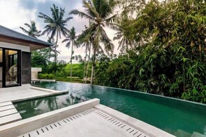A modern pool area with a clear view of the surrounding tropical vegetation. - Villa Ganesha by BaliSuperHost (Bali)