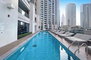 Outdoor pool - bnbme Luxury Apt Pool w/ Burj Khalifa Views (Dubai)