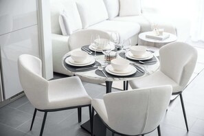 Dining - Free housekeeping visits during your stay - StayShort - Meydan Apartment Sleeps 5 in a Great Location! (Meydan One)