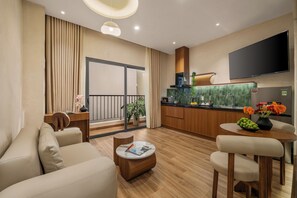 Superior Apartment, 1 Bedroom, Balcony | Private kitchen | Full-sized fridge, microwave, stovetop, cookware/dishes/utensils - bullani-sabi hotel & apartment (Da Nang)