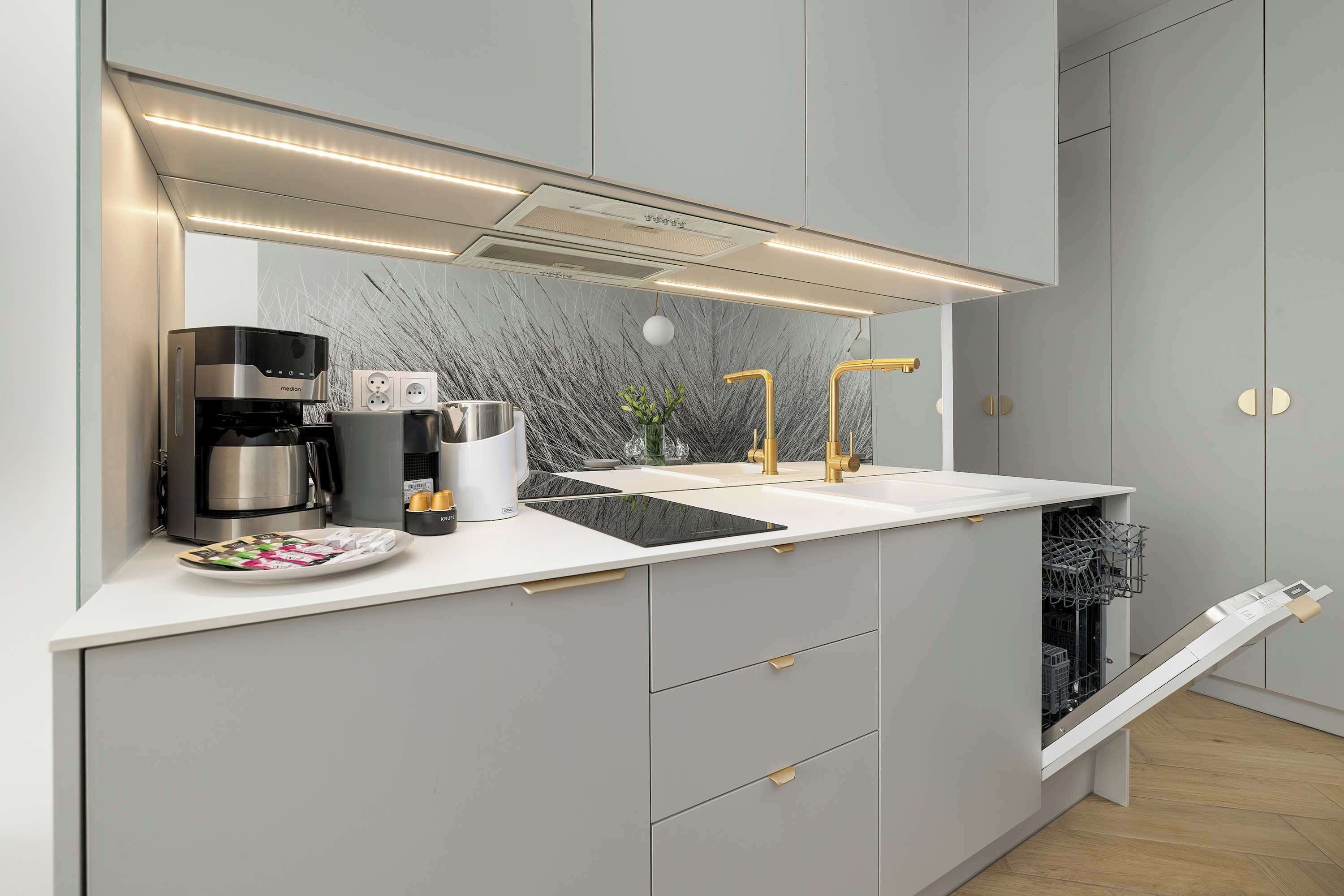 Fridge, microwave, stovetop, dishwasher