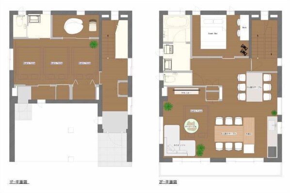 A hotel floor plan with a dining area, kitchen, and multiple bedrooms. - Residential Voyan Minamisunacho (Tokyo)