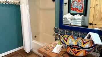 Hair dryer, towels, toilet paper