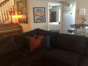 TV, DVD player, video library