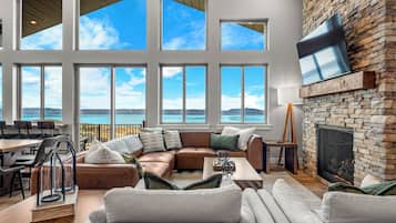 Smart TV, fireplace, video games, stereo