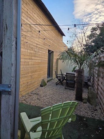 Terrace/patio. Charming Breton home 10 minutes from the sea