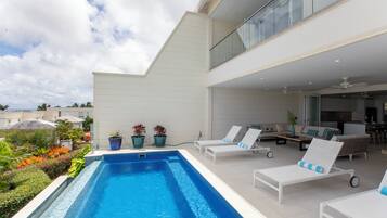 Outdoor pool, sun loungers