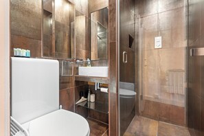Buồng tắm vòi sen, máy sấy tóc, khăn tắm 