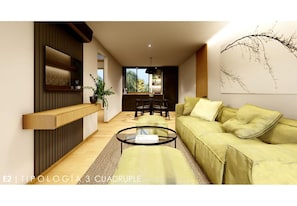 Familienapartment, Balkon, Bergblick | Zimmersafe, Schreibtisch, laptopgeeigneter Arbeitsplatz
