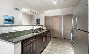 Fridge, dining tables