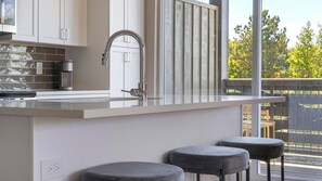 Fridge, dining tables