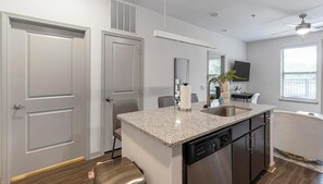 Fridge, dining tables