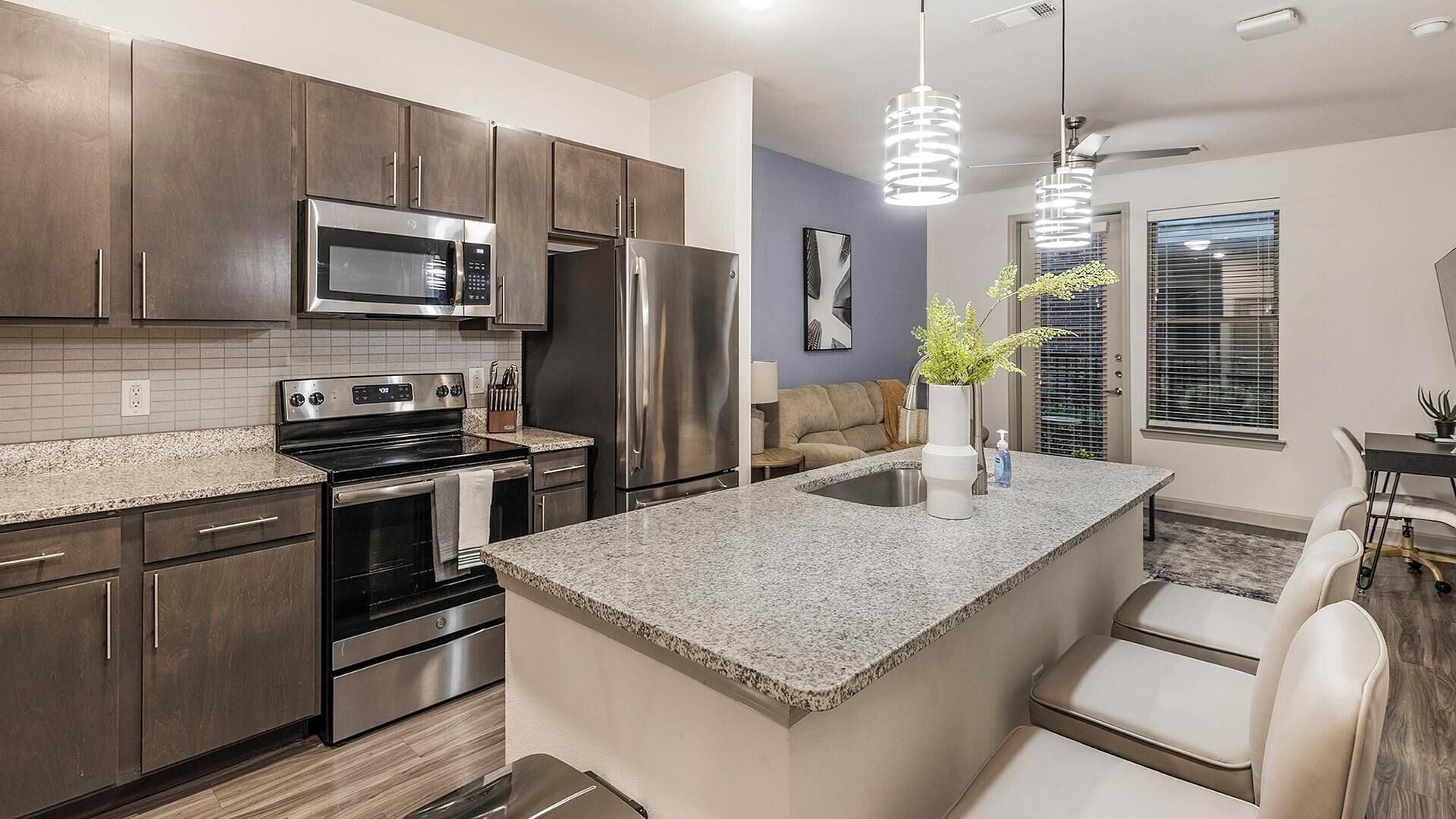 Fridge, dining tables