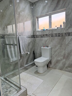 Dusche, Handtücher, Seife, Toilettenpapier