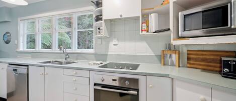 Fridge, microwave, dishwasher, toaster