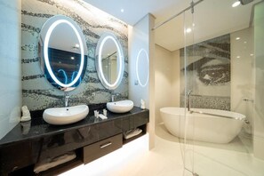 Apartment, 2 Bedrooms, Private Bathroom, City View | Bathroom | Free toiletries, hair dryer, towels, soap - DAMAC Super Luxury Two Bedroom Apartment (Riyadh)