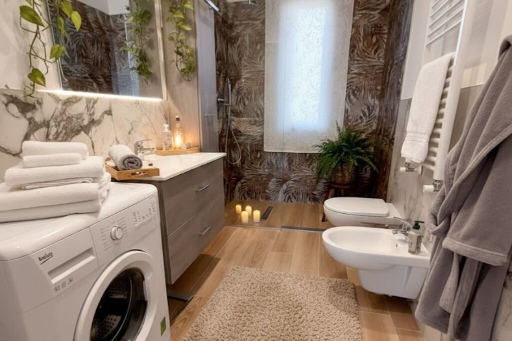 Dusche, Haartrockner, Bidet, Handtücher