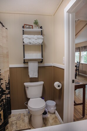 Haartrockner, Handtücher, Seife, Toilettenpapier