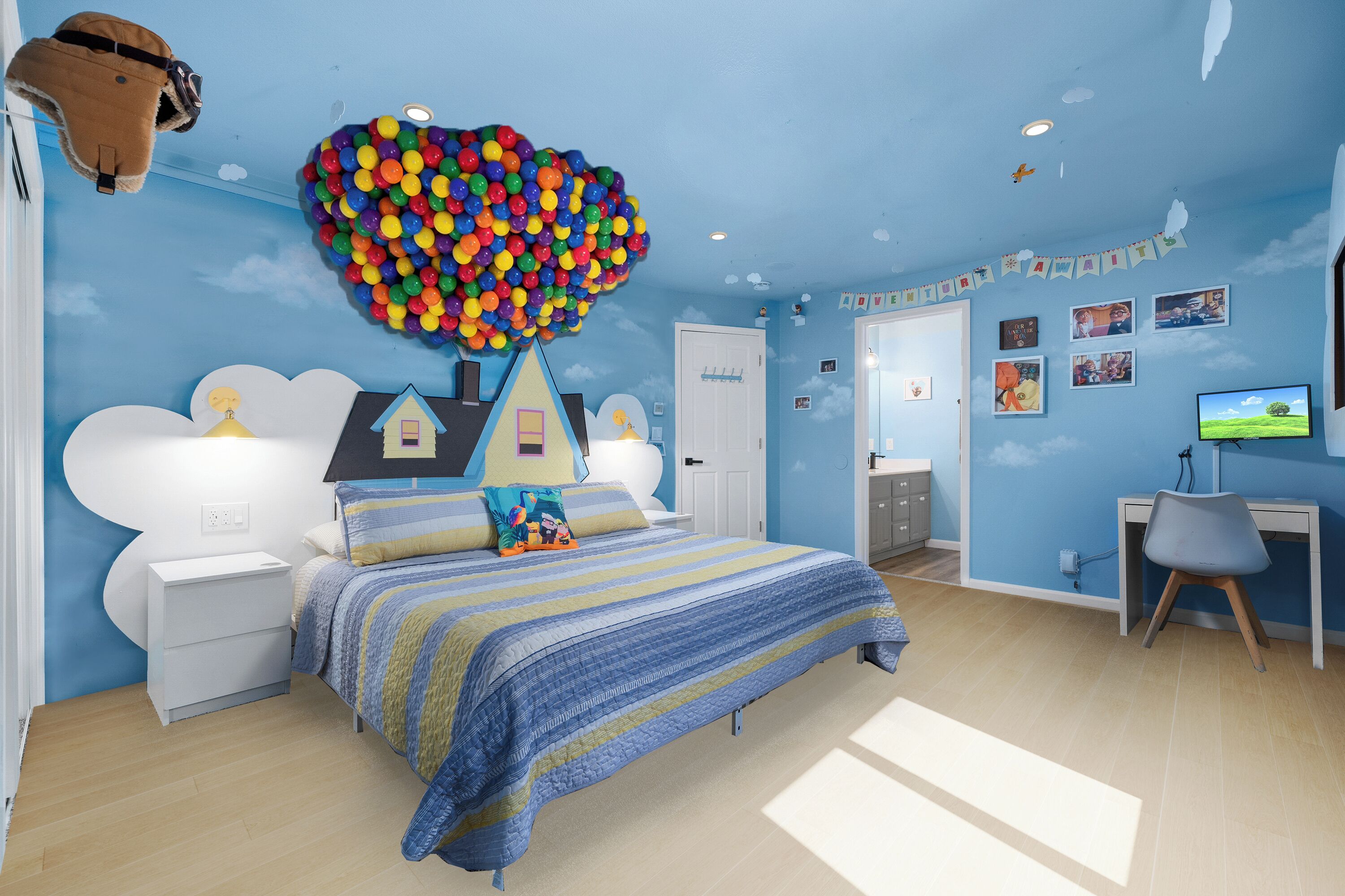 3 dormitorios, escritorio, tabla de planchar con plancha y cuna de viaje