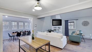 Smart TV, foosball, table tennis, books