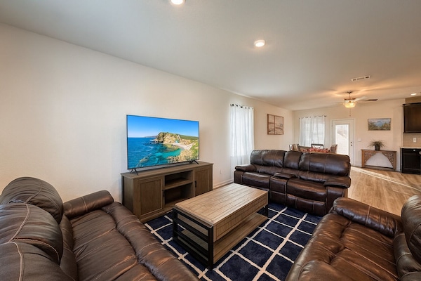 Luxury House, Park View | Living area | 75-inch LED TV with digital channels