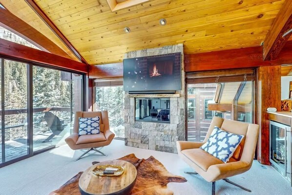 TV, fireplace, offices