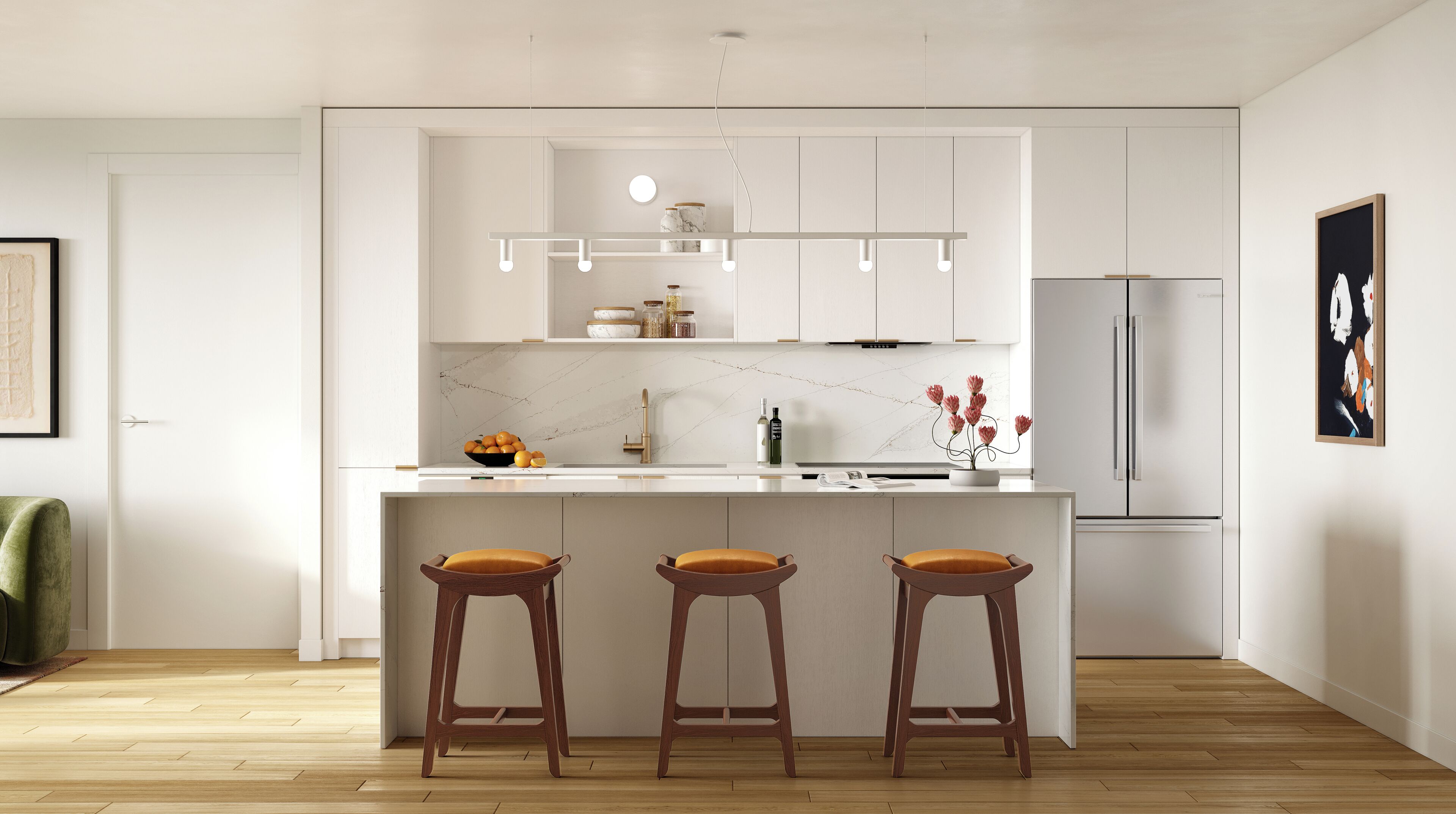Refrigerador, microondas, horno, placa de cocina