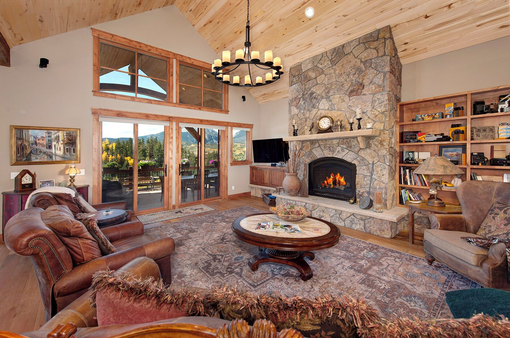 Smart TV, fireplace, DVD player, books