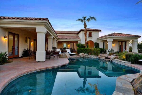 Outdoor pool, a heated pool - Large Acreage, Pool, Spa, Indoor and Outdoor Games (Thousand Palms)