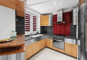 Fridge, oven, stovetop, dishwasher - Pod Fortem Homely Apartment (Kraków)