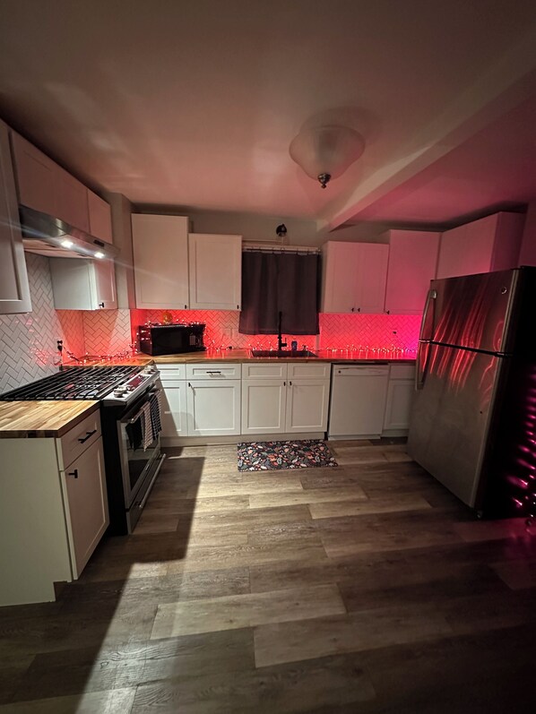 Fridge, microwave, stovetop, dishwasher