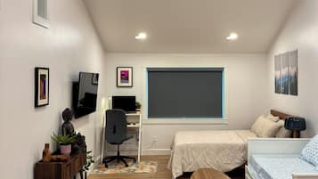 Desk, free WiFi, bed sheets