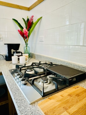 Studio Deluxe, quang cảnh vườn | Bếp riêng | Tủ lạnh, lò vi sóng