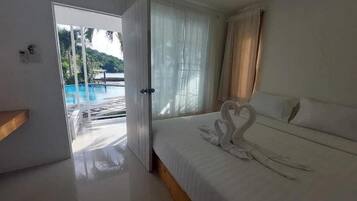 Double Room, Pool View | Bed sheets