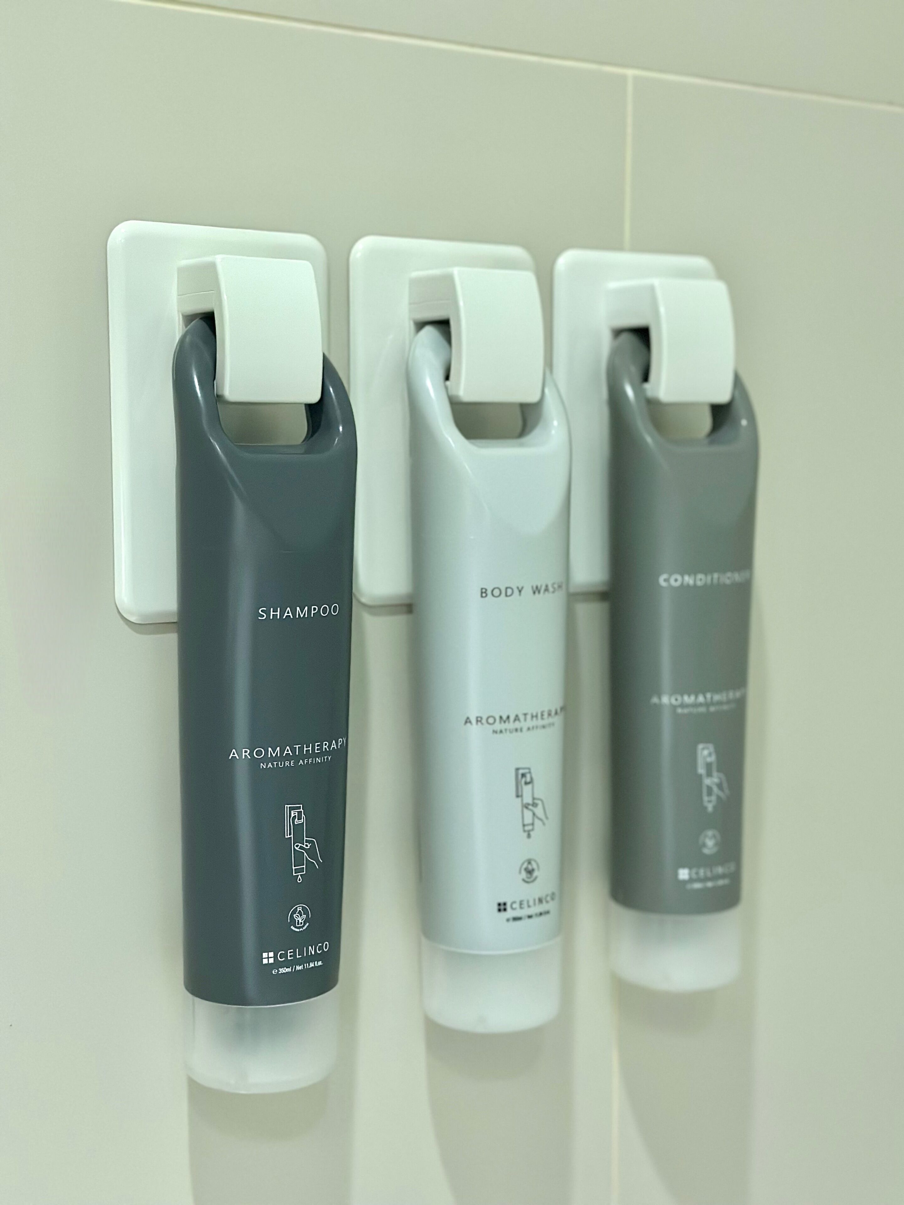 Hair dryer, slippers, towels, soap